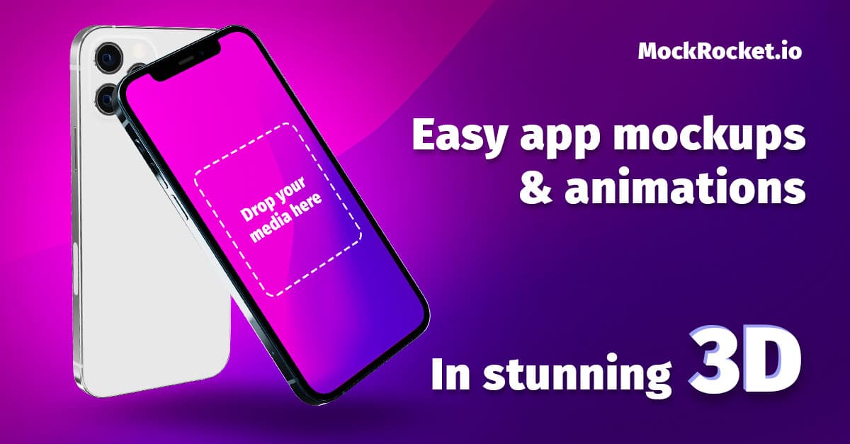Mockrocket 3D phone mockup with a drop-your-media screen