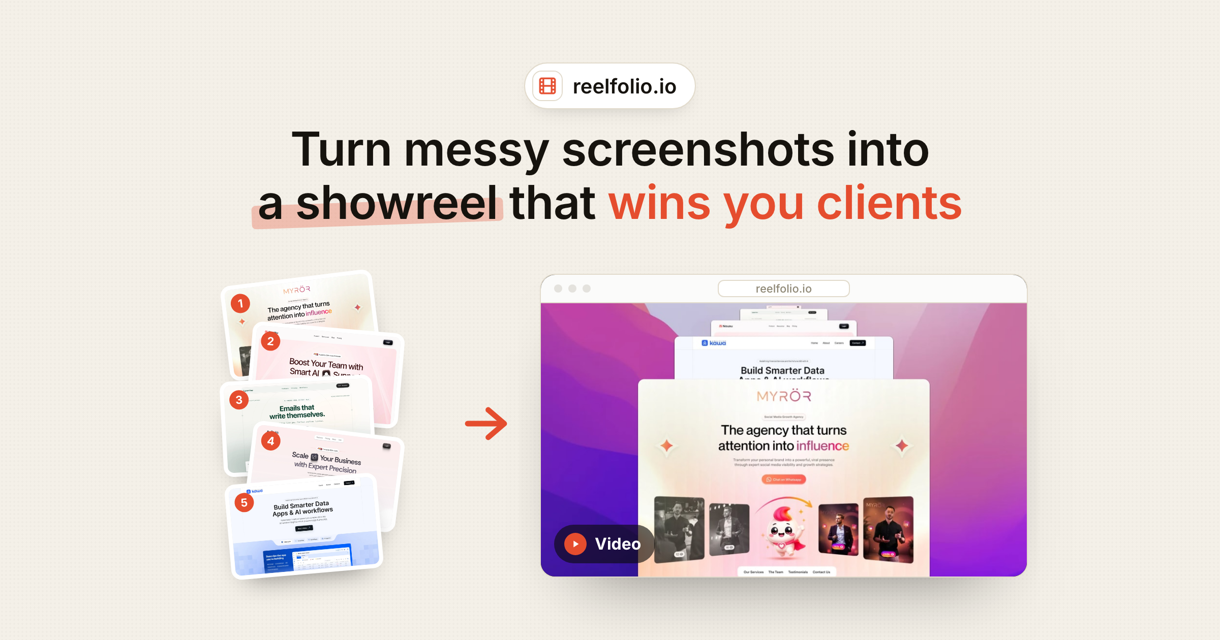 Screenshots turning into an animated product reel