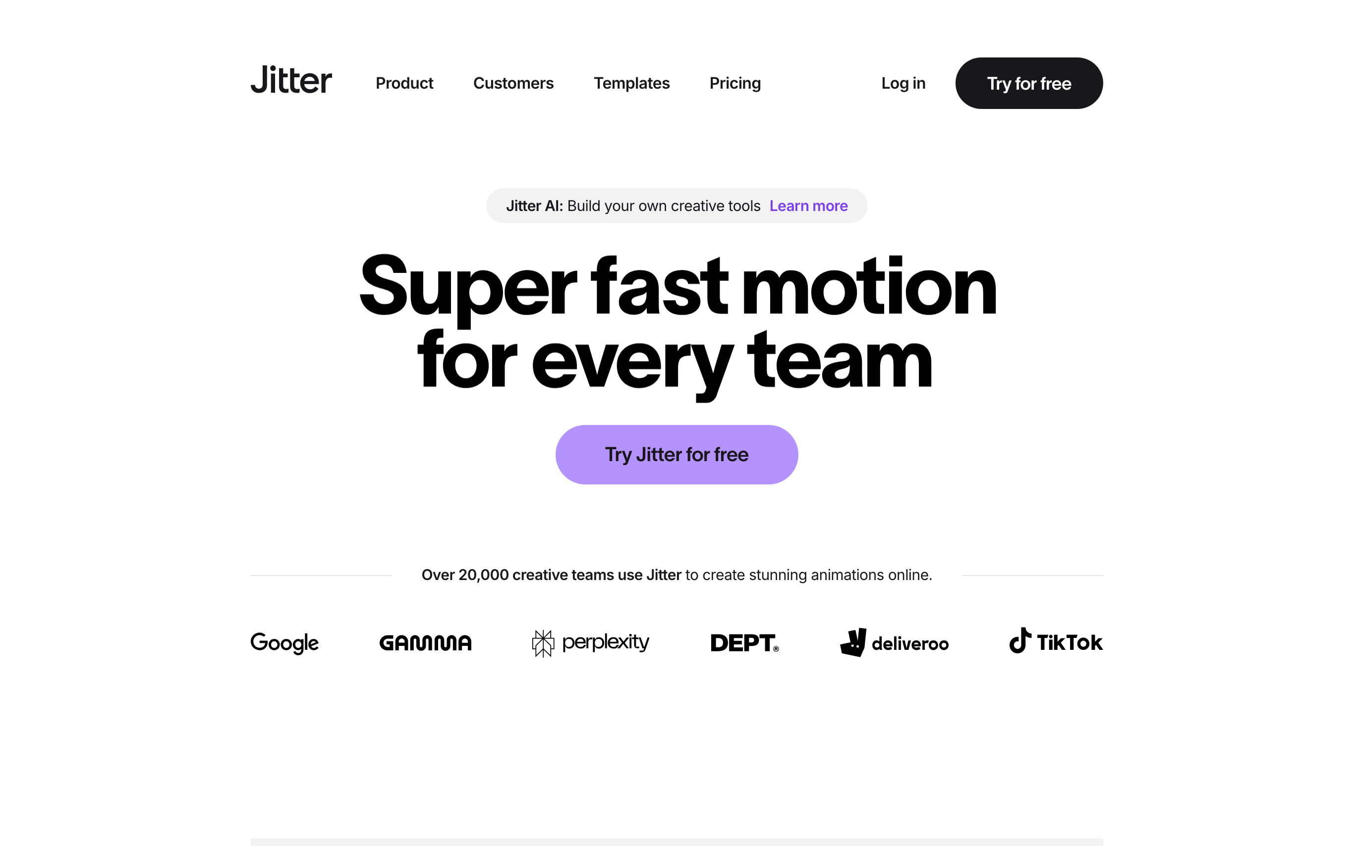 The Jitter editor and homepage: fast motion design for teams